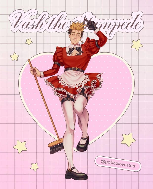 Vash (Trigun) in maid costume